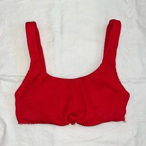 Hollister Red Ribbed Bikini Top